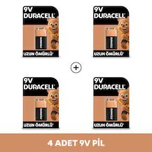 Duracell 6LR61/MN1604 Alkalin 9V Pil 4'lü