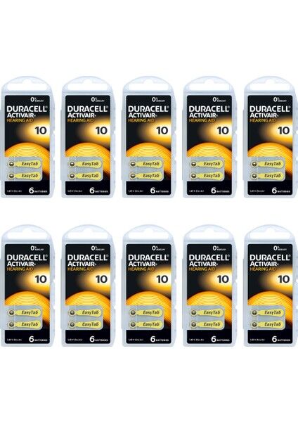 Duracell 10 Numara İşitme Cihazı Pili 10 Paket 60 Adet