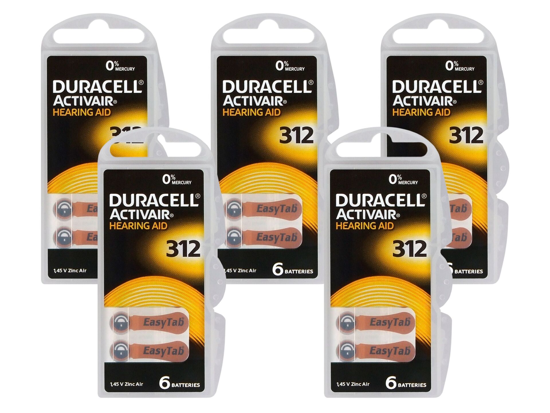 Duracell 312 Numara İşitme Cihazı Pili 5 Paket 30 Adet