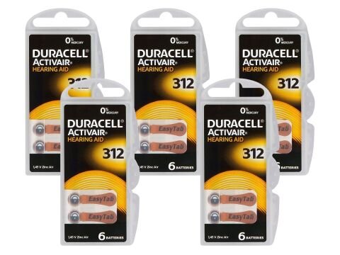 Duracell 312 Numara İşitme Cihazı Pili 5 Paket 30 Adet