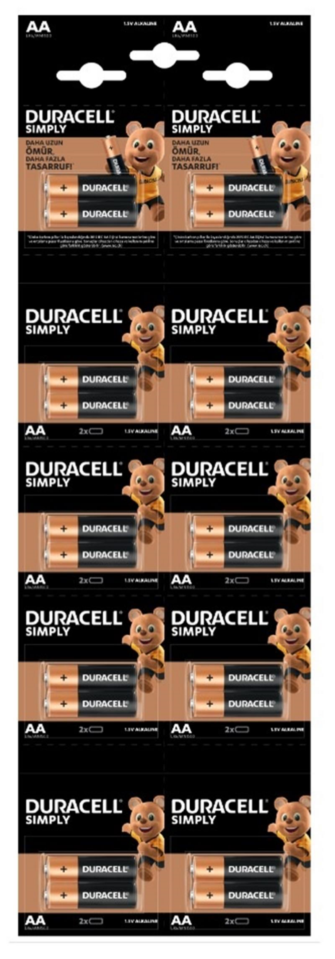 DURACELL KARTELA 20'Lİ 2AA KALEM PİL