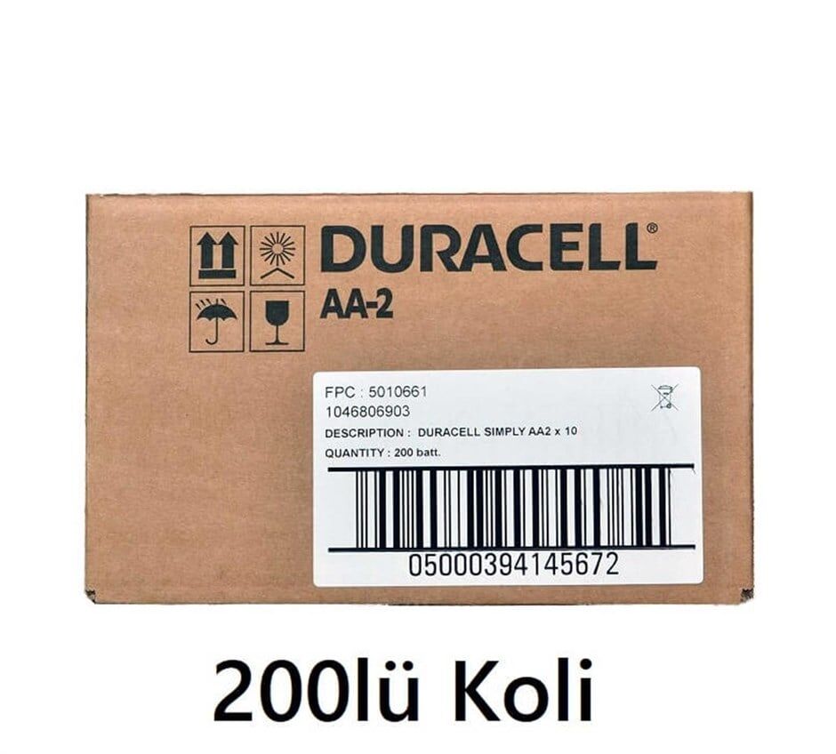 DURACELL KARTELA 2AA PİL 1 KOLİ 200 ADET