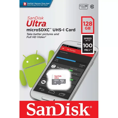 SANDISK ULTRA 128GB MICROSD HAFIZA KARTI 100MB/s