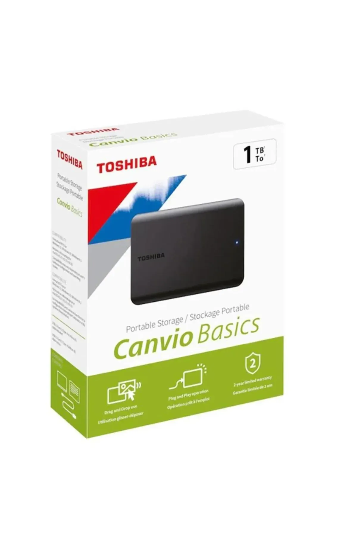 TOSHIBA Canvio Basics HDTB510EK3AA 1 TB 2.5'' USB 3.0 Taşınabilir HDD - Siyah