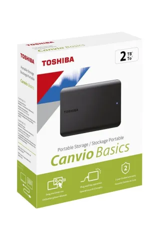 TOSHIBA Canvio Basics HDTB520EK3AA 2 TB 2.5'' USB 3.0 Taşınabilir HDD - Siyah