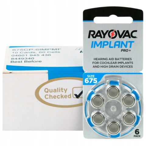 RAYOVAC 675 IMPLANT İşitme Cihaz Pili 6 x 10'lU 60 adet